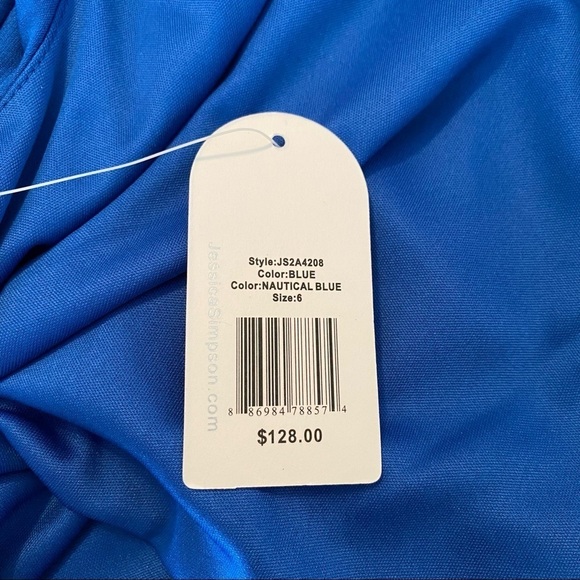 Jessica Simpson NWT Asymmetrical Batwing Nautical Blue Dress - 6 - Picture 9 of 15